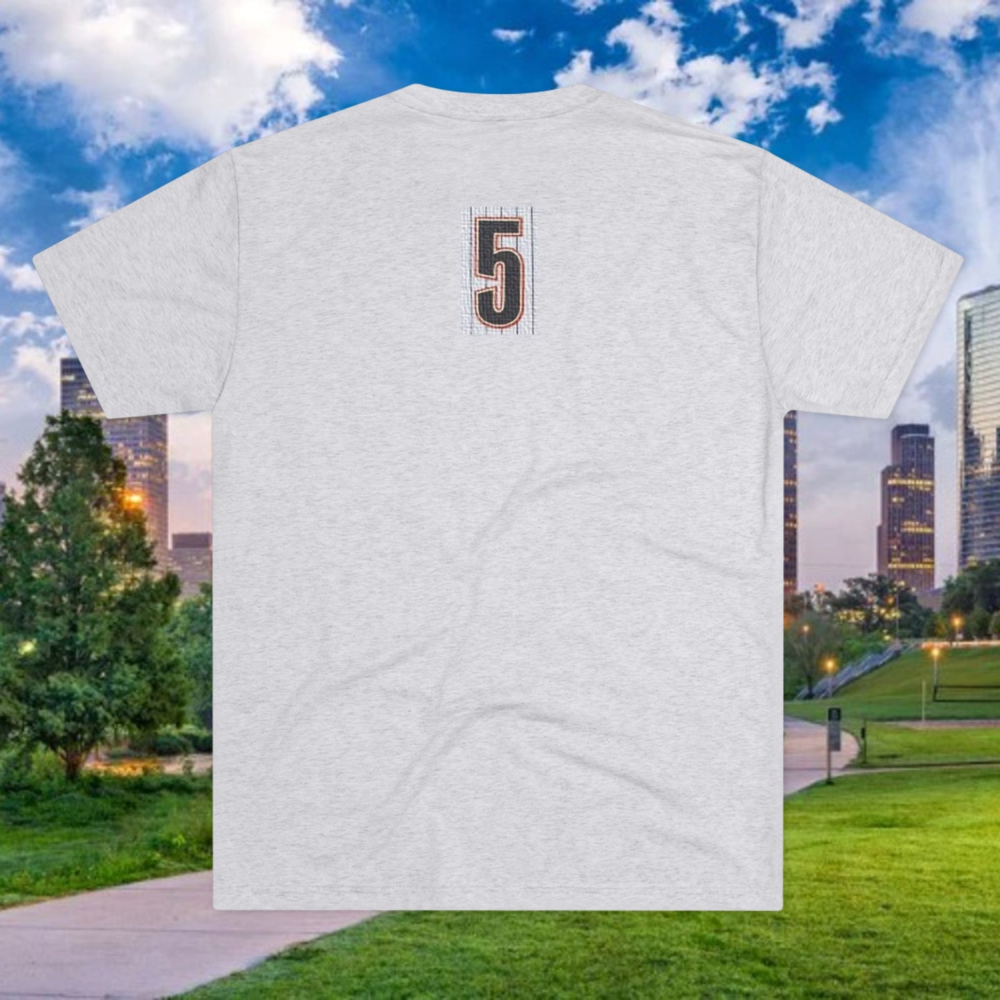 Baseball Batter Tee — Silhouette Front with Number 5 Back