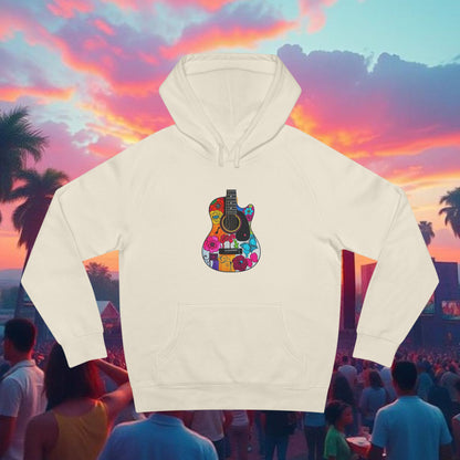 Vibrant Guitar Art Hoodie, Unisex Supply Hoodie, Music Lover Gift, Festival Fashion, Unique Hoodie, Perfect for Concerts, Stylish Gift Idea