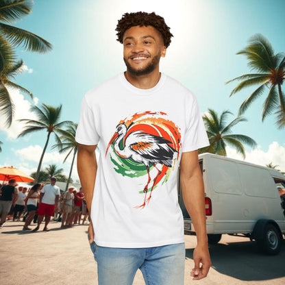 Ibis Artistic Graphic Design Tee, Unisex Garment-Dyed T-shirt, Perfect for Gameday or Beach, Sports Fan Shirt