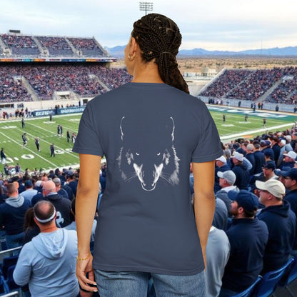 Reno Tee, Vertical Reno Logo and Subtle Wolf Graphic, Soft Style Shirt, Perfect style for Gameday