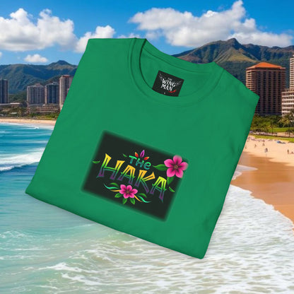 T-Shirt with HAKA Design, Tropical Vibe Tee, Perfect for Hawaii Fans, Unisex Graphic Tee, Summer Essentials, Gift for Friends