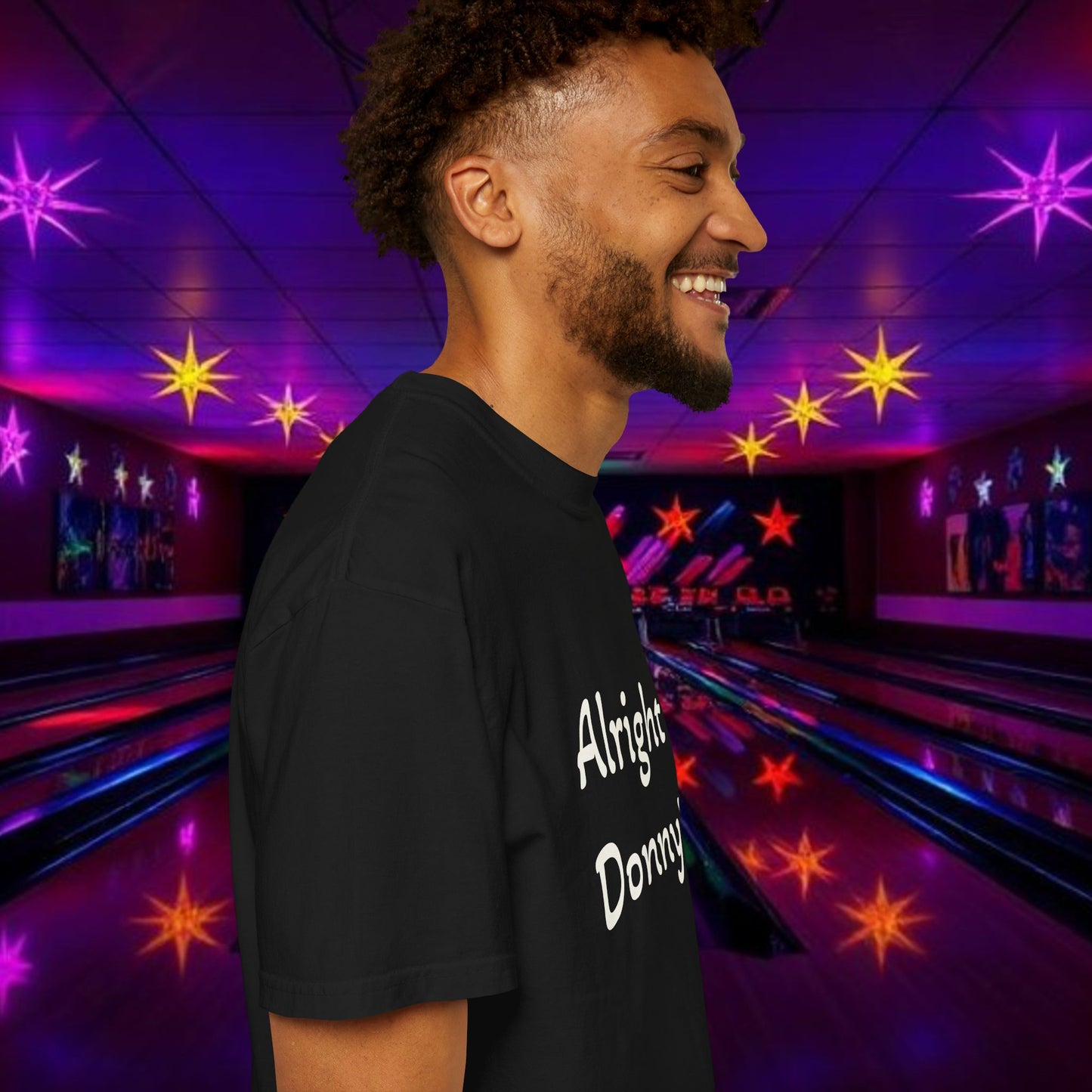 Vintage Garment-Dyed T‑Shirt — Minimal Retro Bowling Vibe, Lebowski Reference, Alright Donny