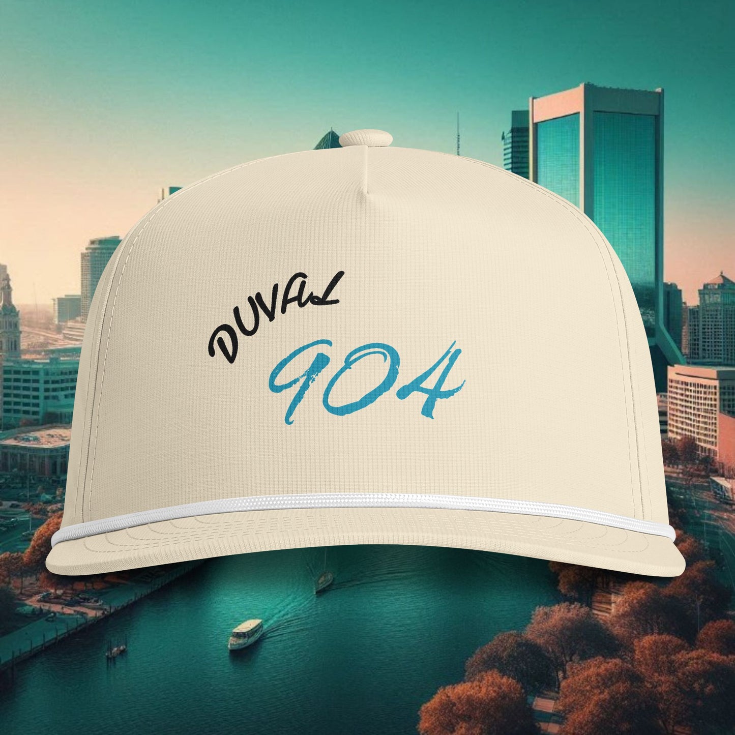 904 Sunwashed Rope Cap – Duval Embroidered Trucker Hat