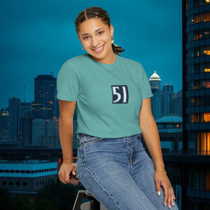 #51 Retro Unisex Garment-Dyed T-shirt with Minimalist 51 Design, Casual Wear, Seattle Fans, Birthday, Everyday Comfort