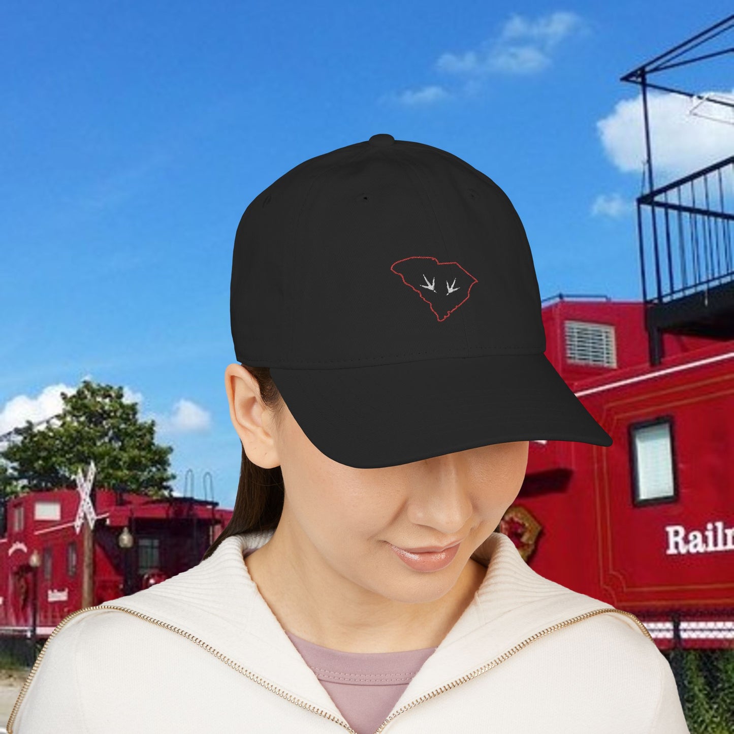 South Carolina Cap with Embroidered Heart Design, Perfect for Sports Fans, Gift for Holidays, Casual Daily Wear, Eco-Friendly Hat