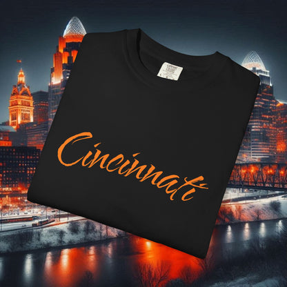 Cincinnati Script T-Shirt — Retro City Name Tee, Tri-Blend, Ultra Comfort, Perfect for Gameday