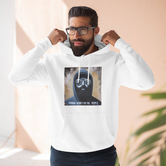Wing Man "Winning Money for the People" Fleece Hoodie - Urban Style, Cozy Wear, Graphic Sweatshirt, Gift for Him, Artistic Fashion