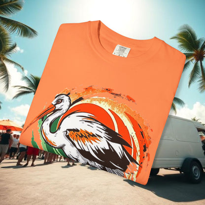 Ibis Artistic Graphic Design Tee, Unisex Garment-Dyed T-shirt, Perfect for Gameday or Beach, Sports Fan Shirt