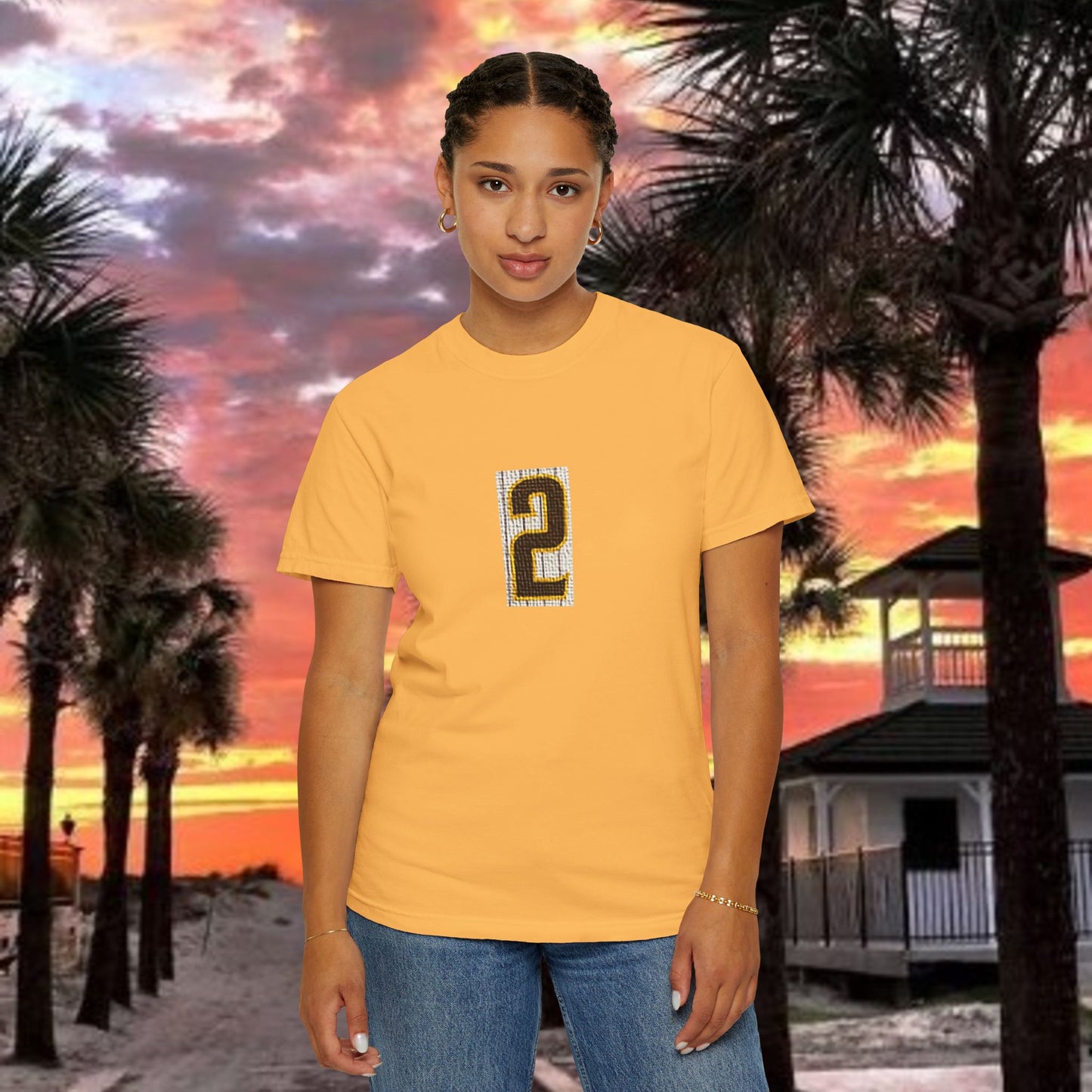 Number 2 Graphic T-Shirt — Bold Retro Patch Front & X Back Tee