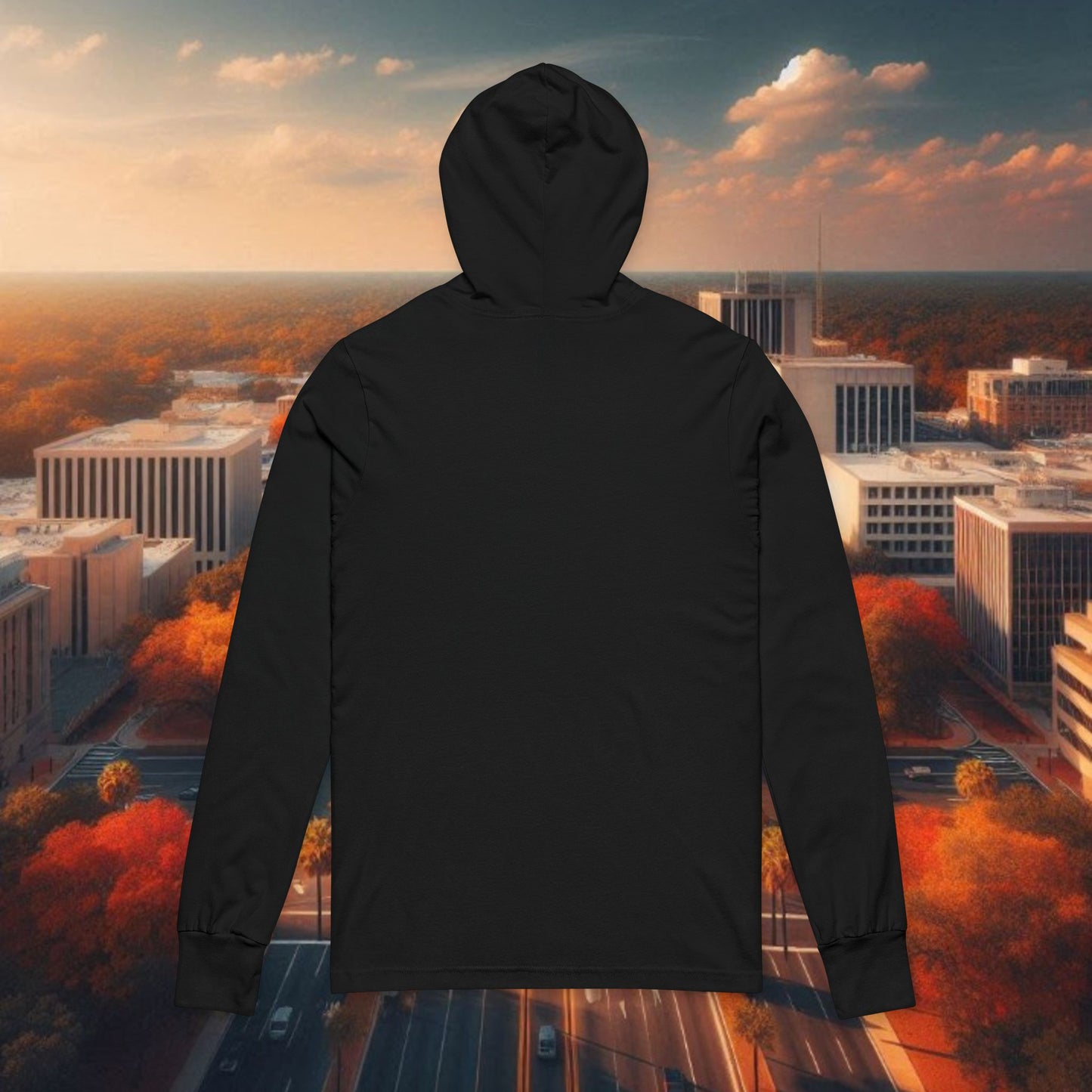 Unisex Hooded Long Sleeve Tee with STATE Design, Casual Wear, College Apparel, Sports Fan Gear, Gift for Football Fans