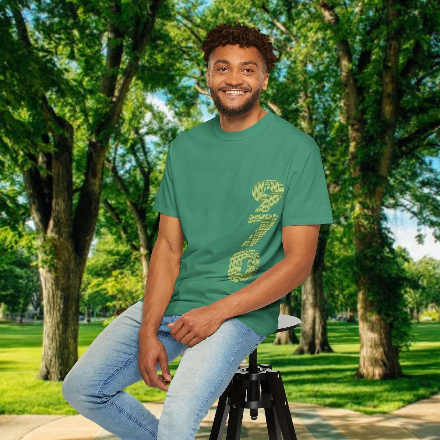 Ram Horn Graphic T-Shirt — 970 Vertical Number Design