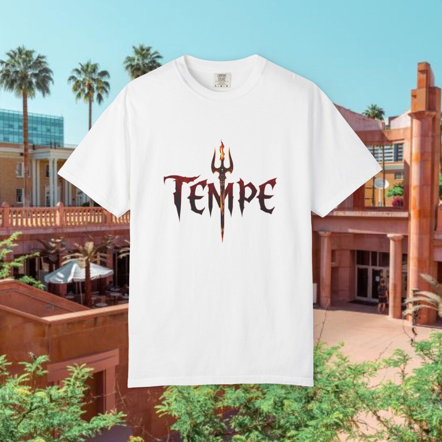 Unisex Garment-Dyed T-shirt with 'TEMPE' Design, Casual Summer Tee, Cool Streetwear Top, Perfect for Festivals