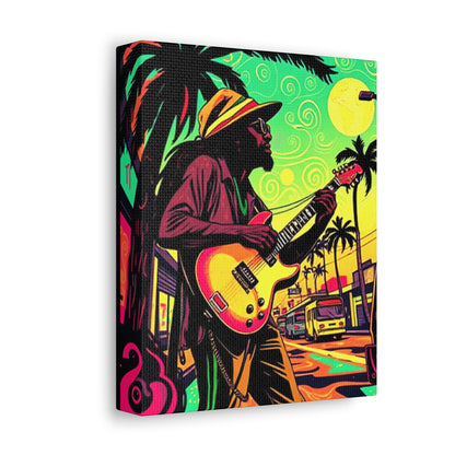Vibrant Musician Canvas Art | Retro Guitarist Wall Decor, Bohemian Home Decor, Music Lover Gift, Colorful Art Print, Festival Aesthetic