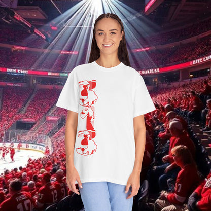 Detroit T-Shirt — Vertical Mascot Graphic with 'Detroit' Script