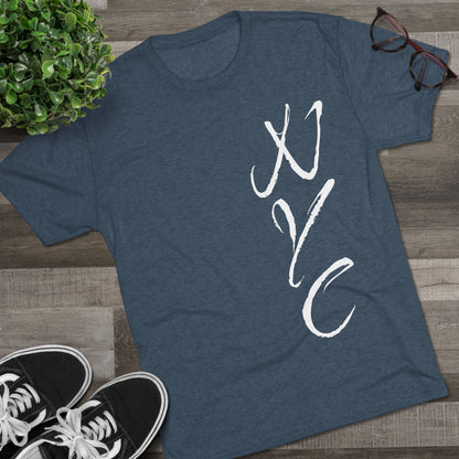NYC Script Tee — 'REP' Skyline Back Graphic, Tri-Blend Soft T-Shirt