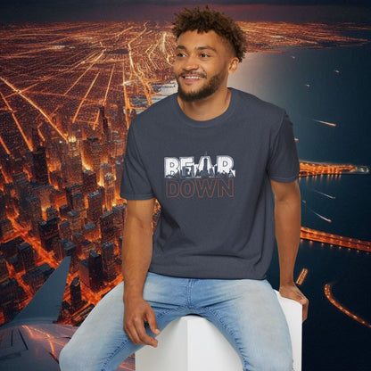 Bear Down Unisex Softstyle T-Shirt, Casual Graphic Tee, Gift for Bears Fans, Sporty Apparel, Everyday Comfort Shirt