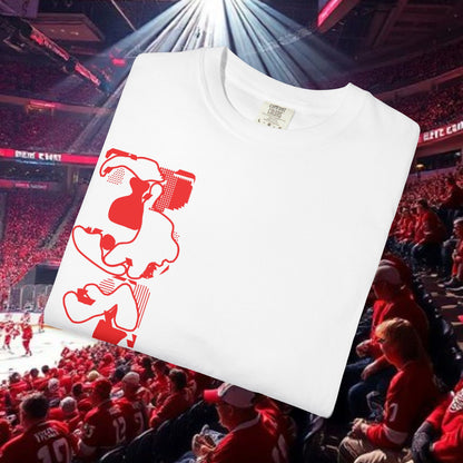 Detroit T-Shirt — Vertical Mascot Graphic with 'Detroit' Script