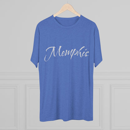 Memphis Script Tee — City Name Graphic T-Shirt, Tri-Blend Ultra Comfort, Perfect for a Night out or Gameday.
