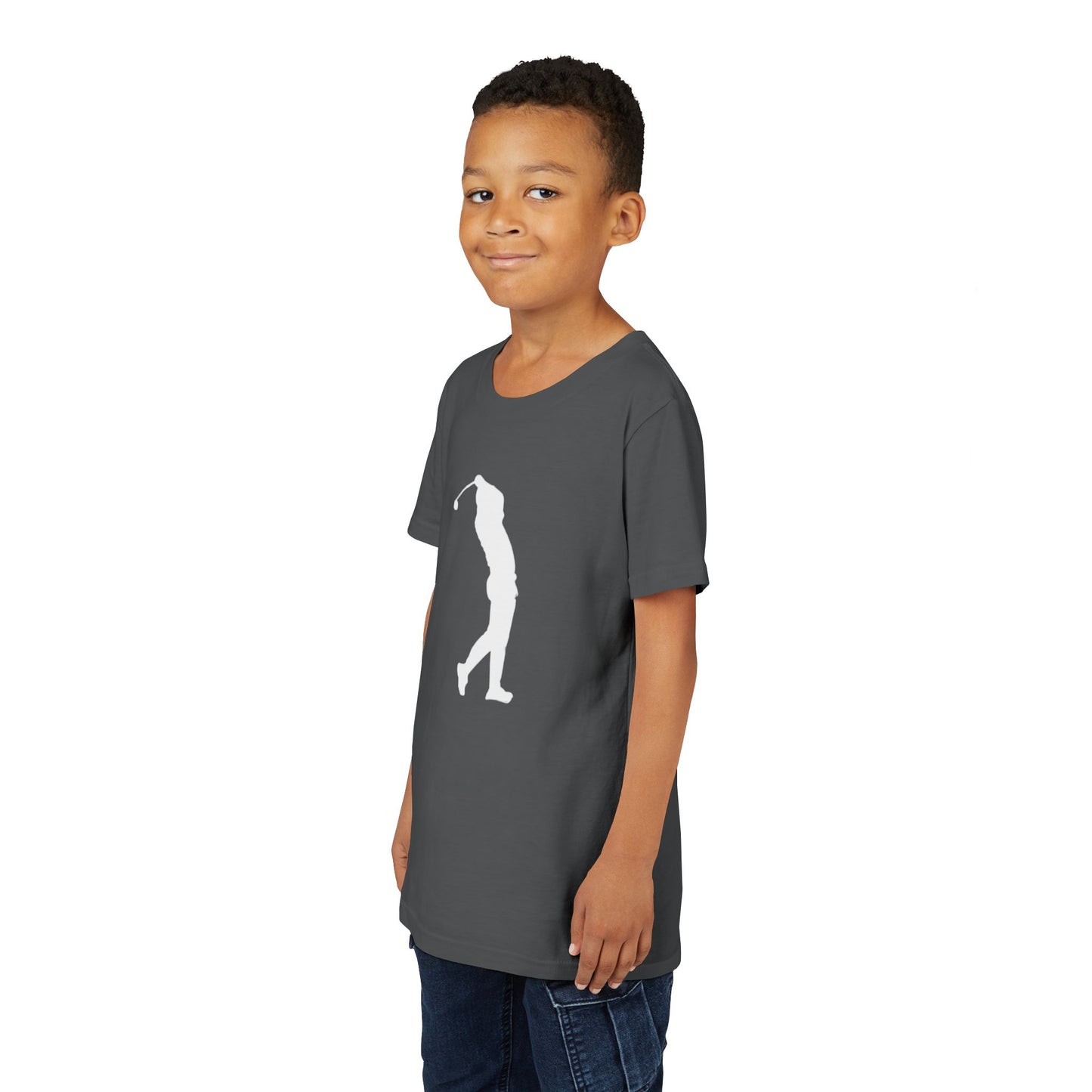 Youth Golf T-Shirt — Silhouette Golfer Short Sleeve Tee