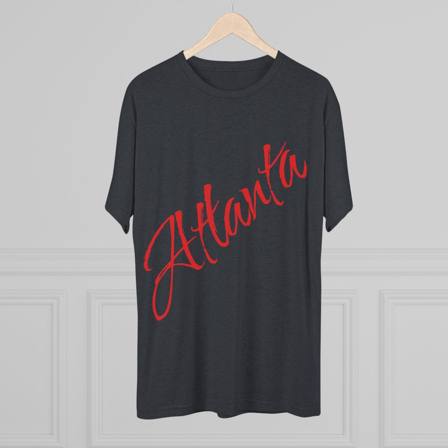 Atlanta Script Tee — Red Diagonal City Name T-Shirt, Tri-Blend Super Soft Style T-Shirt, Perfect for Gameday or a Night Out