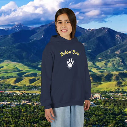 Bobcat Born Youth Hoodie, Cozy Sweatshirt for Kids, Great for School, Outdoor Adventures, Gifts, Sports Events