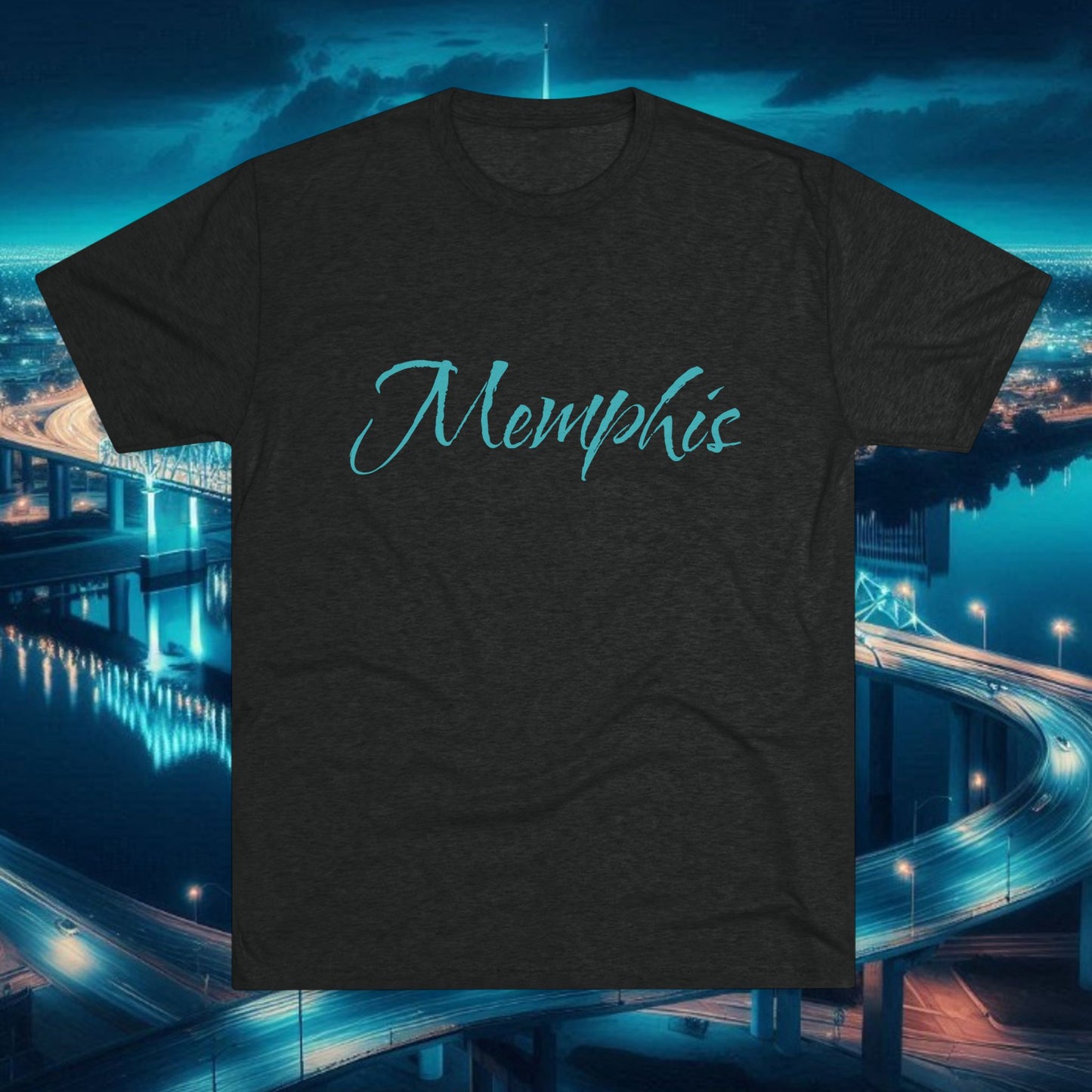 Memphis Script Tee — City Name Graphic T-Shirt, Tri-Blend Ultra Comfort, Perfect for a Night out or Gameday.