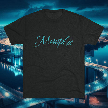 Memphis Script Tee — City Name Graphic T-Shirt, Tri-Blend Ultra Comfort, Perfect for a Night out or Gameday.