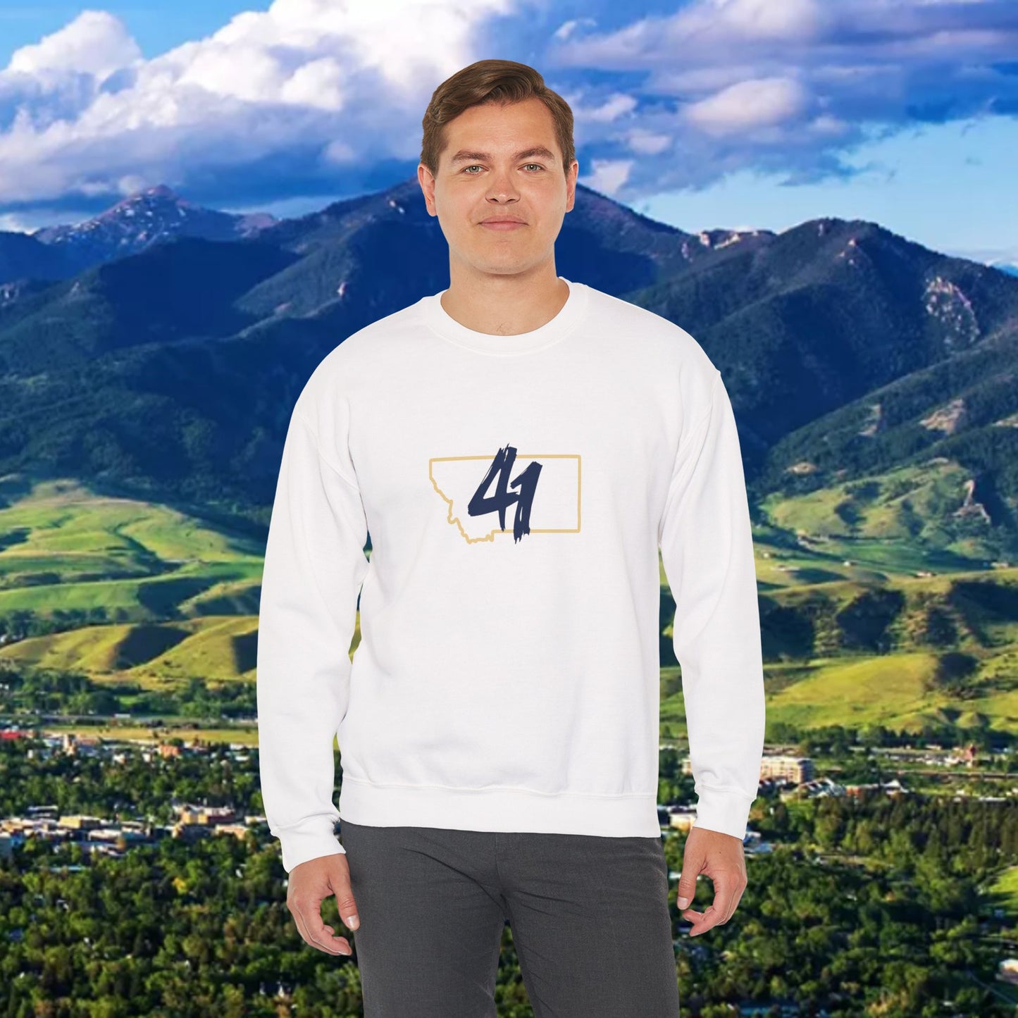 Montana 41 Crewneck Sweatshirt — State Outline Graphic