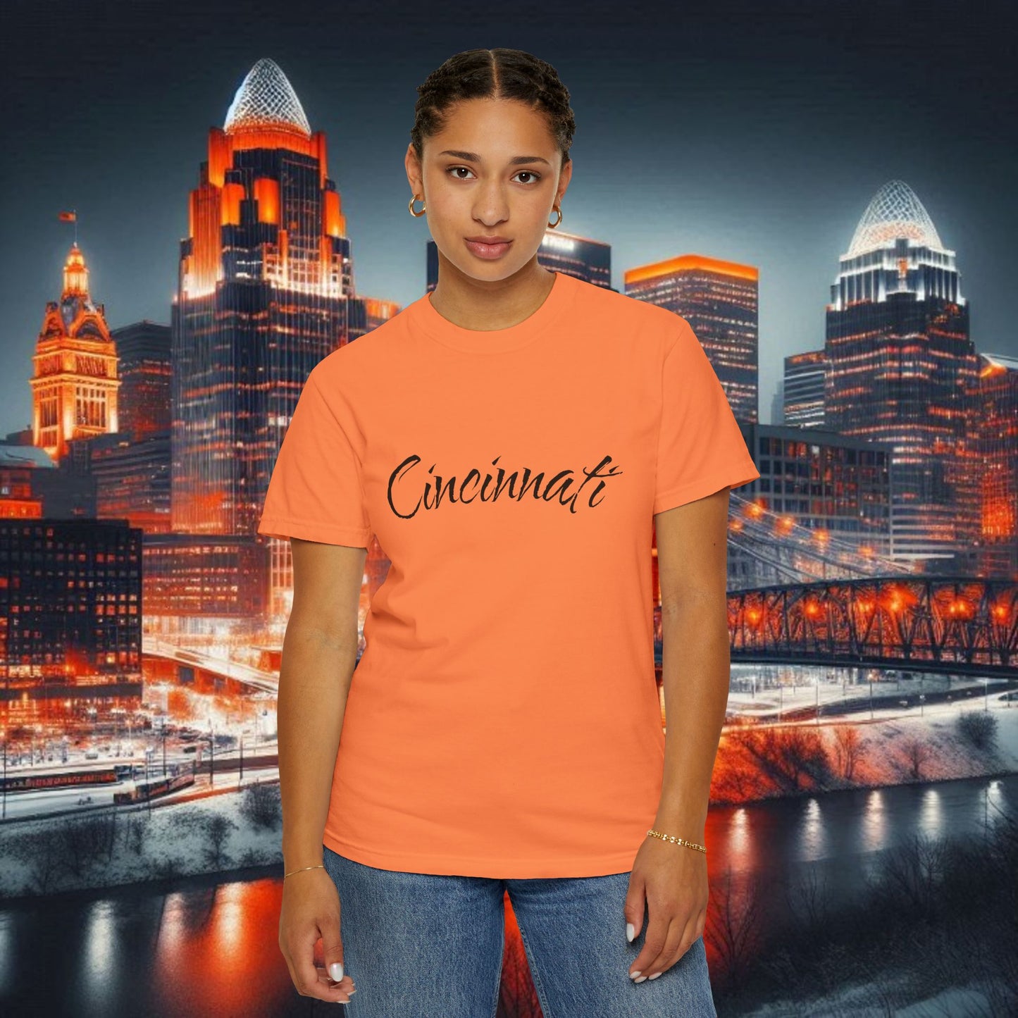 Cincinnati Script T-Shirt — Retro City Name Tee, Tri-Blend, Ultra Comfort, Perfect for Gameday