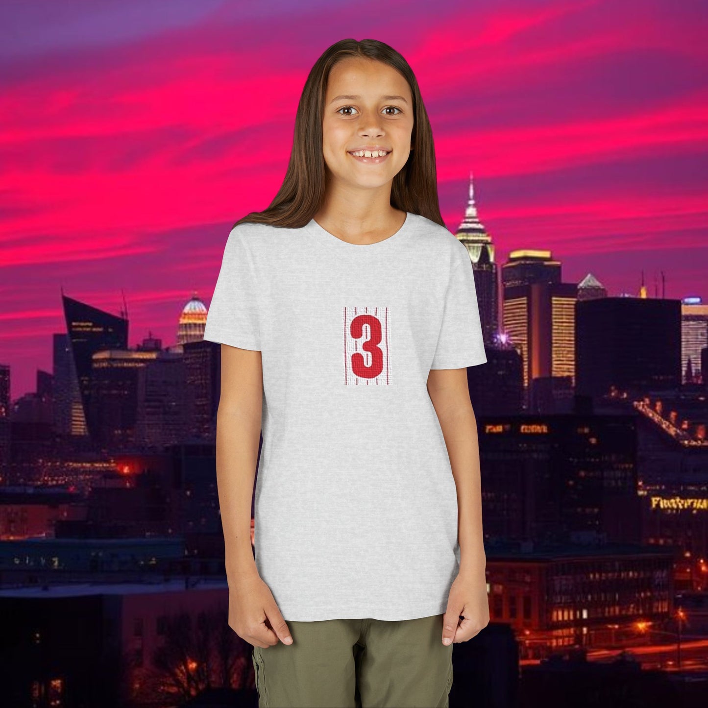 Baseball Stars Youth Short Sleeve Tee with Number 3, Kids Casual Wear, Birthday Gift, Sports Day, School Activities, Team Spirit