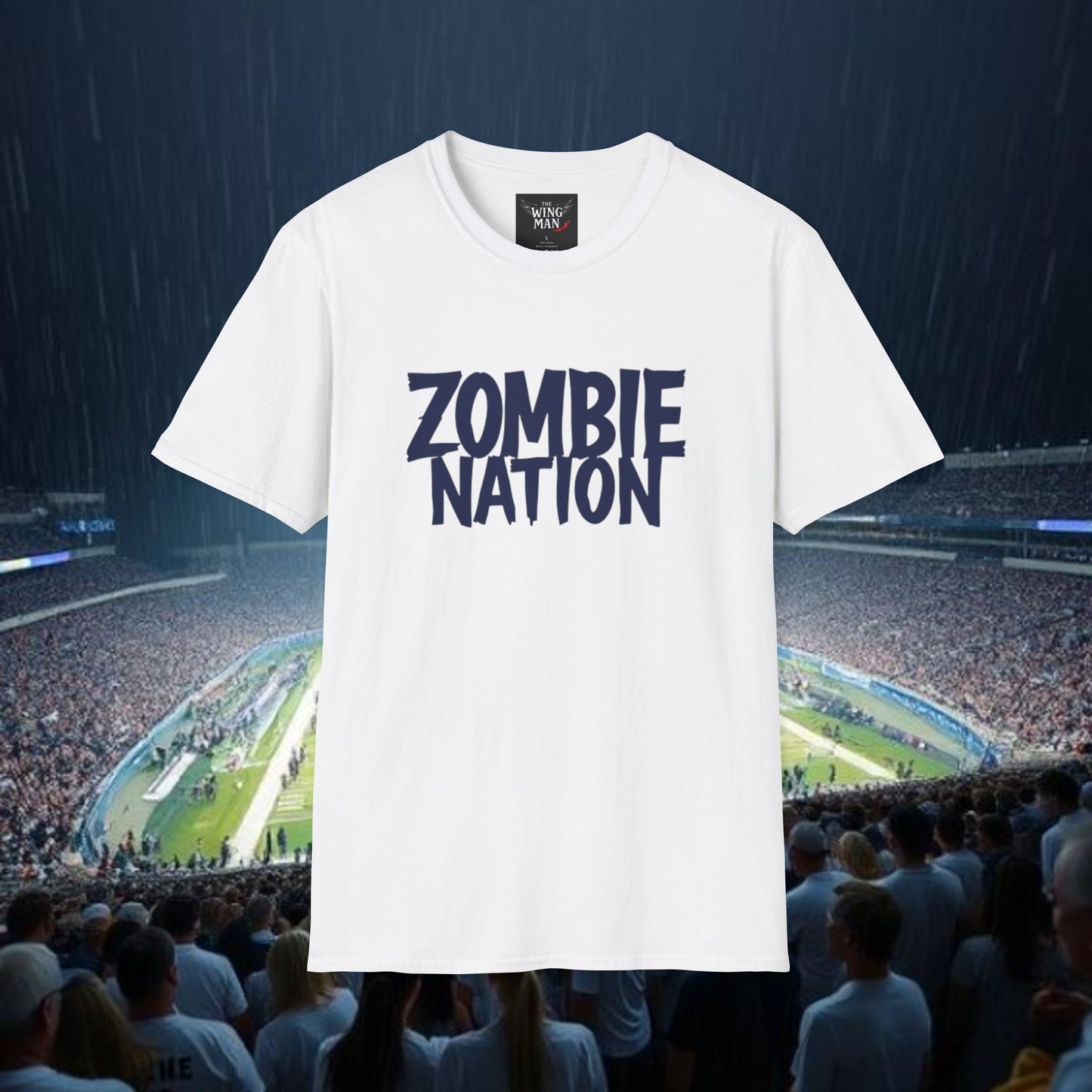Zombie Nation Unisex Softstyle T-Shirt - White Out Fan Gear, Fan Apparel, Casual Wear, Gifts, Zombie Nation