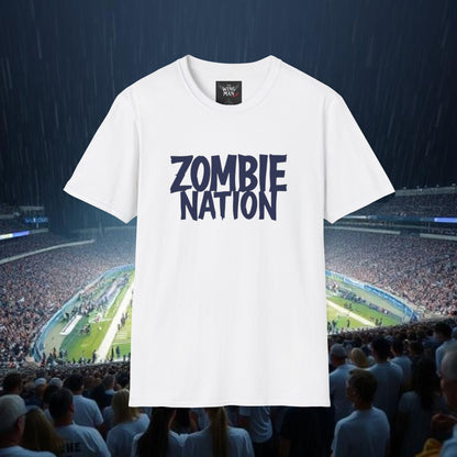 Zombie Nation Unisex Softstyle T-Shirt - White Out Fan Gear, Fan Apparel, Casual Wear, Gifts, Zombie Nation
