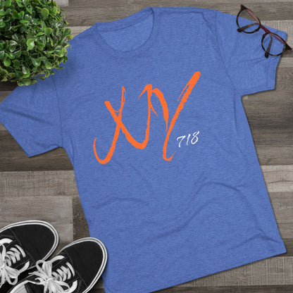 NYC Retro Graphic Tee — 'NY' Repeat & XV 718 Script City T‑Shirt