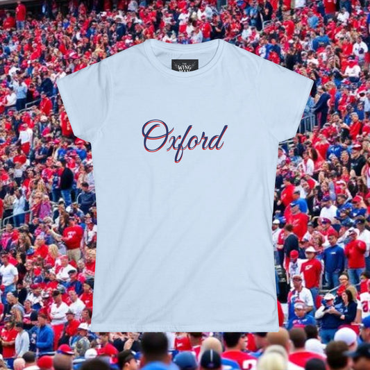 Oxford Women's Softstyle Tee, Casual Wear, College Spirit Shirt, Lightweight Cotton Tee, Outdoor Events, Everyday Fashion