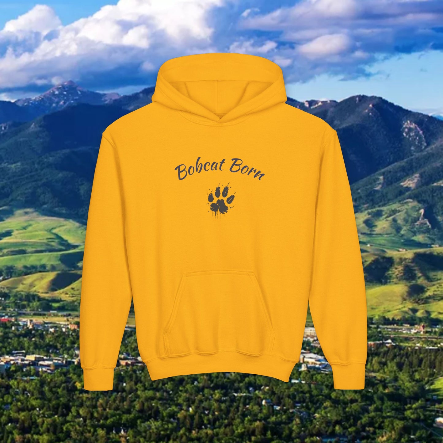 Bobcat Born Youth Hoodie, Cozy Sweatshirt for Kids, Great for School, Outdoor Adventures, Gifts, Sports Events