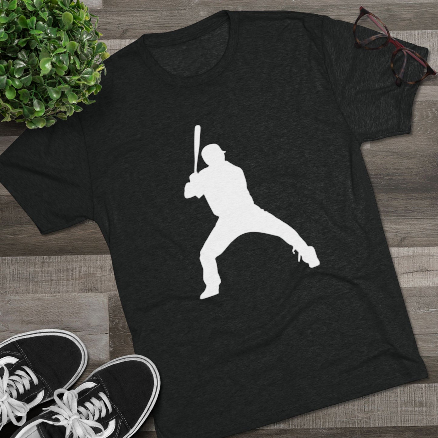 Baseball Batter Tee — Silhouette Front with Number 5 Back