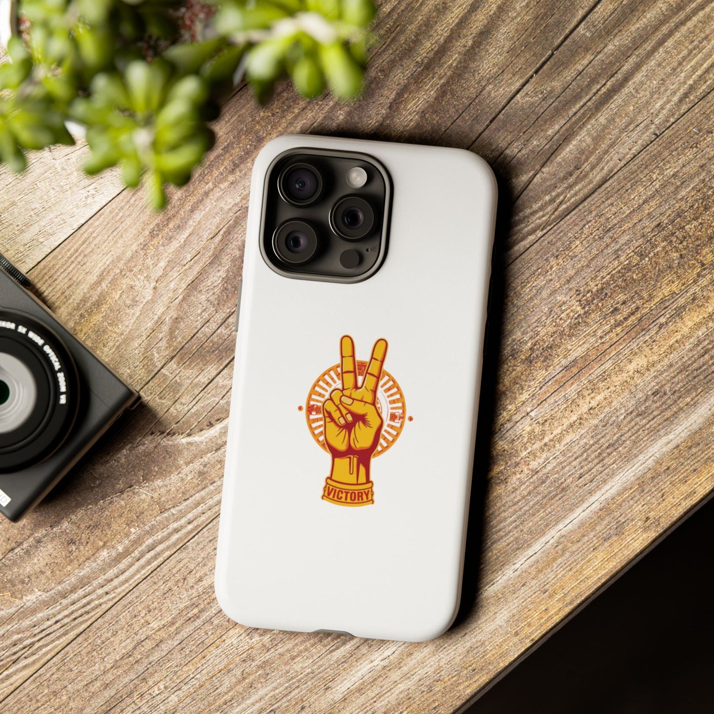Victory Themed Stylish Phone Case - Tough Cases with Peace Sign Design, Customizable Phone Covers, Gift for Tojan Fans, Trendy Accessories