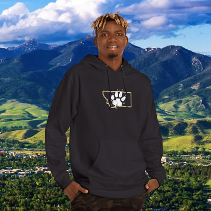 Montana Paw Hoodie — State Outline with Cat Paw Graphic (ESG GCG Back)