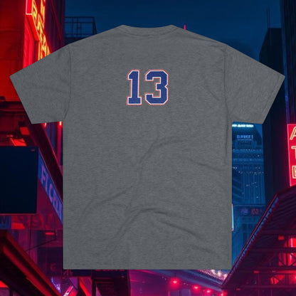 Baseball Stars Silhouette Tee - #13 on the Back, Baseball Legends, Soft Style Tri-Blend T-Shirt Perfect for Gameday