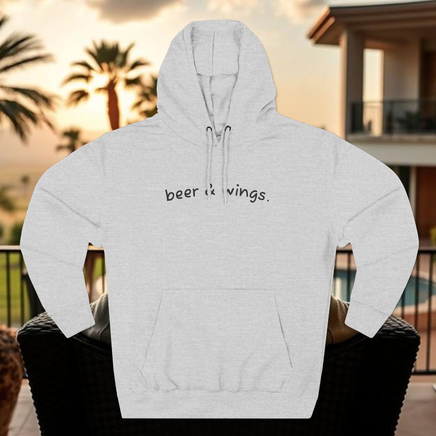 Beer and Wings Fleece Hoodie | Cozy Sweatshirt for Foodies, Gift for Beer Lovers, Casual Wear, Unisex Pullover