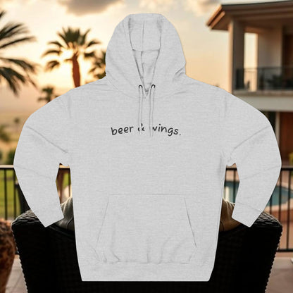 Beer and Wings Fleece Hoodie | Cozy Sweatshirt for Foodies, Gift for Beer Lovers, Casual Wear, Unisex Pullover