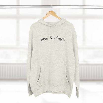 Beer and Wings Fleece Hoodie | Cozy Sweatshirt for Foodies, Gift for Beer Lovers, Casual Wear, Unisex Pullover