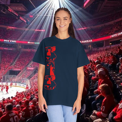 Detroit T-Shirt — Vertical Mascot Graphic with 'Detroit' Script