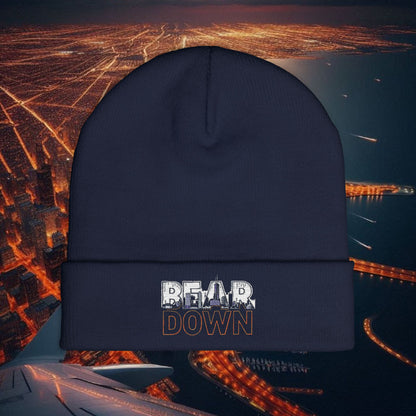Bear Down Beanie Hat, Cozy Winter Hat, Gamedays in Chicago, Winter Knit Beanie