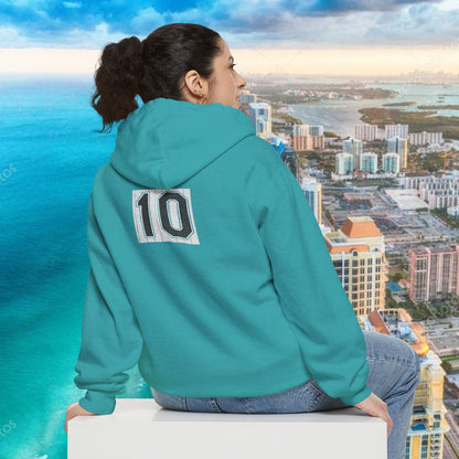 Teal Retro Garment-Dyed Hoodie with 10 Design, Stylish Hoodie, Casual Wear, Unique Gift, Trendy Apparel