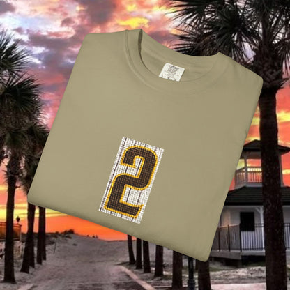 Number 2 Graphic T-Shirt — Bold Retro Patch Front & X Back Tee