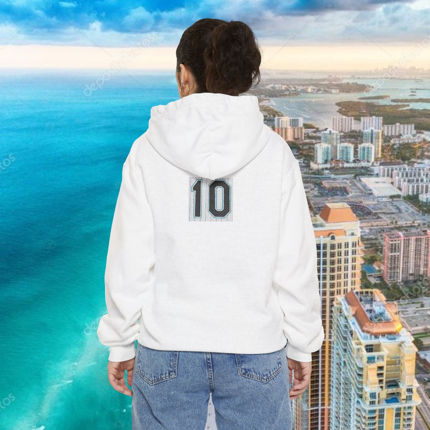 Teal Retro Garment-Dyed Hoodie with 10 Design, Stylish Hoodie, Casual Wear, Unique Gift, Trendy Apparel