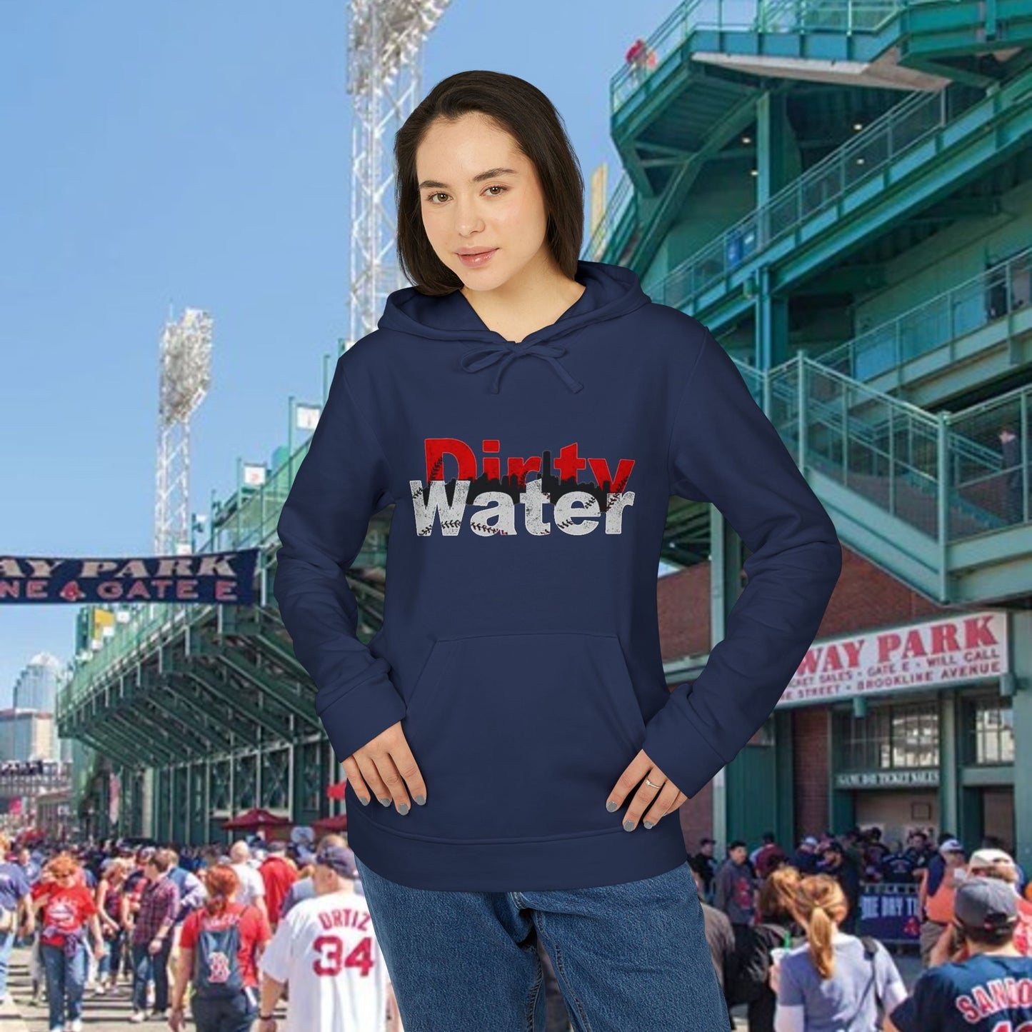 Dirty Water Unisex Fleece Hoodie with Boston Dirty Water Design, Cozy Casual Wear, Gift for Baseball Fans