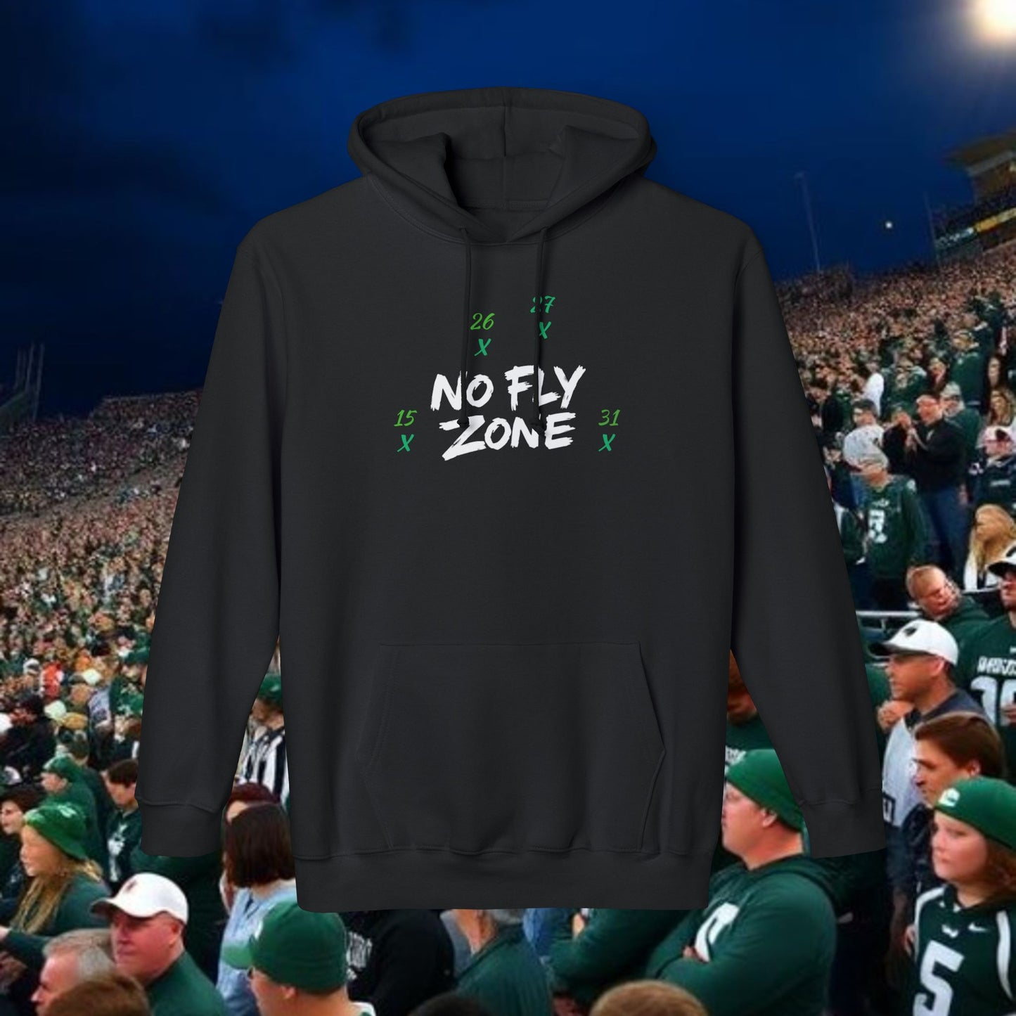 Unisex Hoodie, No Fly Zone Sweatshirt, College Apparel, Spartan Fan Gear, Gift for Him/Her, Made in USA
