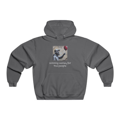 Wing Man "Banksy Collection" Men's Street Art Hoodie, Cozy Graphic Pullover, Gift for Art Lovers, Winning money for the People, Streetwear, Urban Clothing